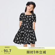 巴拉巴拉女童夏裝兒童連衣裙中大童蝴蝶結(jié)印花甜美裙子泡泡袖208224111055