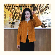 艾蔓婕慵懶風(fēng)牛角扣針織開(kāi)衫毛衣連衣裙套裝女秋冬開(kāi)叉加絨半身裙兩件套 桔紅色上衣+黑色半身裙 M 建議（80-100斤）