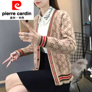 皮爾卡丹（pierre cardin）2025年新款女裝韓版寬松ins長(zhǎng)袖針織衫女開衫外套毛衣潮韓國(guó)春秋 杏色 L