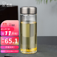 希諾（HEENOOR）玻璃杯單層加厚大容量辦公家用泡茶杯男女便攜矮萌帶蓋濾網(wǎng)水杯子 本色-530ml【升級(jí)小熊蓋】大容量 高硼硅玻璃杯體（帶濾網(wǎng)）
