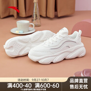 安踏（ANTA）喵喵鞋3丨老爹鞋女鞋秋季輕便厚底貓爪增高休閑鞋運動(dòng)鞋 【喵喵鞋】象牙白/銀色-1(革面) 39