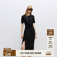 ONLY夏季時(shí)尚休閑長款開叉收腰顯瘦連衣裙女|124261004 H1Z 黑色 S