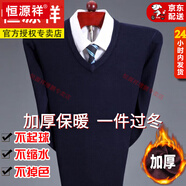 恒源祥2025秋冬新款羊毛衫男士保暖內(nèi)穿毛衣加厚半高領(lǐng)針織打底羊毛絨衫 上青-V/領(lǐng) 加厚 XL 新l款品175建議135-15