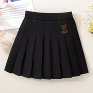 鐳鐳鴨女童半身裙百褶裙春秋新款兒童秋裝短裙女孩中大童白色學(xué)院風(fēng)裙子 黑色西裝料(安全褲) 150 尺碼(適合140cm左右穿著(zhù))