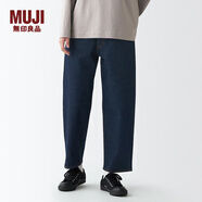 無(wú)印良品（MUJI）Labo 男女通用 日本牛仔面料 寬版褲 無(wú)性別 褲子 長(zhǎng)褲 休閑褲 深藏青色 23inch