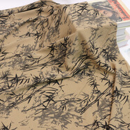 新款竹葉印花襯衫布暈染國風(fēng)竹子圖案沙灘褲冰絲面料服裝布料 #1