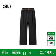 Semir[商場(chǎng)同款]森馬休閑褲女卷邊七分褲顯瘦秋2024新款純棉闊腿褲百搭 黑色90001 M