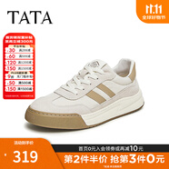 他她（TATA）男士阿甘男鞋復(fù)古德訓(xùn)鞋男運(yùn)動(dòng)休閑鞋厚底板鞋小白鞋PCB01AM5 QDR01AM4米/灰/杏 42