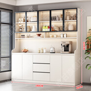 維甘實(shí)木巖板餐邊柜一體靠墻2025最新款高級感輕奢茶水柜子酒柜櫥柜 奶油白 180cm 【16mm加厚實(shí)木背板】