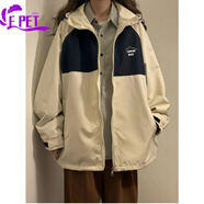 EPET工裝外套女春秋韓版休閑寬松BF2025秋季新款潮日常百搭森系風(fēng)衣學(xué) 杏色【雙層外套】 M 建議100-115斤