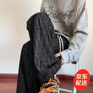 BAA AND BAA褲子男款秋冬季燈芯絨寬松直筒休閑褲青少年潮流闊腿百搭長(cháng)褲 黑色【常規】K70-HMFS 2XL 【建議135-150】