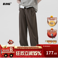 BJHG不計后果秋季美式Cleanfit男潮垂墜感高級感窄版寬松直筒休閑褲女 深棕色 S