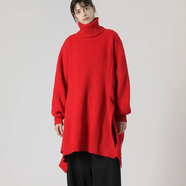 yohji yamamoto山本耀司女款寬松高領(lǐng)毛衣長(cháng)袖連衣裙FB-K54-109-2【日本直郵】 紅色 S