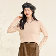 春竹100%綿羊毛半高領(lǐng)無(wú)縫羊毛衫基礎百搭簡(jiǎn)約純色針織打底衫毛衣女 淺米（一字領(lǐng)） XL （105CM）