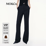MO&Co.【C+系列】西褲2025秋新品綿羊毛拼接高腰微喇長褲MBE3PAT004 黑色 S /160