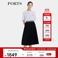 PORTS寶姿商場同款早春新品女裝ROBBI聯(lián)名顯瘦百褶裙SP8S004HWP024 黑色 XS (2)
