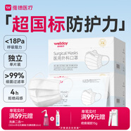 維德（WELLDAY）一次性成人醫(yī)用外科口罩獨立裝白色防曬防塵透氣滅菌級50只/盒*2