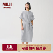 無(wú)印良品 MUJI IDEE 女式 強(qiáng)捻短袖襯衫連衣裙女裝裙子夏季連身裙GAD12C4S 藍(lán)灰色 M (155/80A)