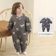 巴厘小豬寶寶棉衣冬季加厚夾棉嬰兒連體衣初生兒棉服秋冬保暖新生兒衣服 太空灰熊貓機長(cháng) 90cm
