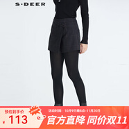 S.DEER圣迪奧冬季保暖個性女裝通勤復(fù)古格紋搭片拼接毛呢短褲S20480909 深灰/97 S 160