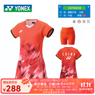 尤尼克斯新款尤尼克斯羽毛球服男女湯尤杯國家隊(duì)國羽大賽比賽服上衣短袖 女款連衣裙20784亮橙+大賽版VC 2XL