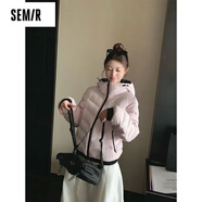 森馬（Semir）超好看粉色連帽撞色羽絨服外套女裝2025冬季新款排骨寬松保暖羽絨 粉色 S