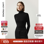 朗姿【王楚然同款】純羊毛高領(lǐng)針織衫春冬內(nèi)搭打底上衣曠野美拉德 黑色2 2XL