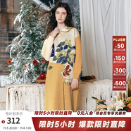 兩三事油畫針織毛衣裙女2025春季新款長袖連衣裙裙子香漫輕語 黃色-y M