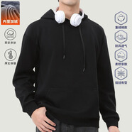 賓宇兄弟衛衣男帽衫男士連帽套頭外套加絨青少年寬松大碼學(xué)生保暖衣衛衣 加絨黑色 XL 125-140斤