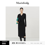 Marisfrolg【羊毛修身連衣裙】瑪絲菲爾冬季新款黑色羊毛收腰連衣裙 黑色 L