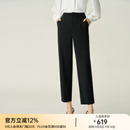 顏域（YANYEE）顏域通勤簡約哈倫褲女2025新款冬季氣質百搭直筒褲休閑褲九分褲子 黑色1 S/36