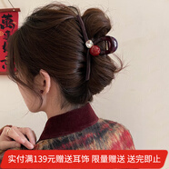 向晚發(fā)夾發(fā)卡紅珠水鉆抓夾女高級(jí)感大號(hào)鯊魚夾后腦勺發(fā)夾女中秋節(jié)禮物