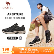駱駝（CAMEL）復(fù)古運(yùn)動(dòng)男鞋全地形跑步休閑慢跑鞋子 X14B09L7013 黑色 38
