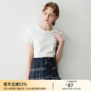 顏域簡(jiǎn)約純色短袖T恤女夏裝新款時(shí)尚氣質(zhì)ol通勤直筒顯瘦上衣 白色 XL