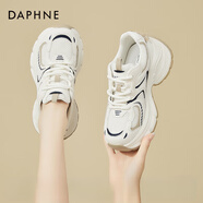 DAPHNE達(dá)芙妮（DAPHNE）品牌厚底老爹鞋女2024秋冬新款女鞋子增高舒適休閑鞋運(yùn) 米杏色單里 35