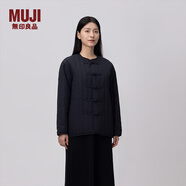 無印良品（MUJI）女式 復(fù)合 無領(lǐng)盤扣夾克 女外套新中式女裝上衣25年春季BDD90C5S 黑色 M （160/84A）