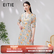 愛(ài)特愛(ài)（EITIE）浪漫田園風(fēng)印花桑蠶絲連衣裙優(yōu)雅夏季新款真絲碎花裙7007745 蕊黃74 XL 170