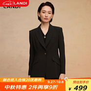 藍地（LANDI）赫本風(fēng)優(yōu)雅通勤西裝外套西服一?？坌奚鞳L女2025春新品 石墨黑 L