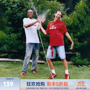 CHINISM CH赤塵美式休閑印花涼感短袖T恤男夏季涼感速干幸運之符情侶上衣 紅色 2XL