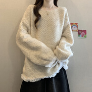 美拉德木耳邊正肩毛衣女2025秋冬新款大碼胖mm中長(cháng)款馬海毛針織衫 白色(版)【小眾不撞款小衫歐洲站修身寬松溫柔洋氣很 4XL 【180-200斤】