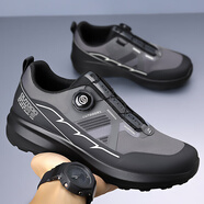 杰牧希（JIMURRXI）徒步鞋男2025新款透氣百搭旋紐扣休閑運(yùn)動(dòng)鞋防滑軟底戶(hù)外登山鞋 灰色-四季款 38 （皮鞋碼）