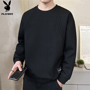 花花公子（PLAYBOY）長(cháng)袖t恤男春秋2025新款圓領(lǐng)寬松潮流重磅百搭上衣休閑時(shí)尚衛衣男 黑色 C-2022HH6540 3XL