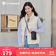 坦博爾羽絨服馬甲女立領(lǐng)寬松外搭短款羽絨背心外套TD236006 小香白 170