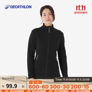 迪卡儂（DECATHLON）保暖戶(hù)外抓絨衣外套男女運動(dòng)寬松秋搖粒絨外套沖鋒衣內膽 女款-全拉鏈- 黑色 XS