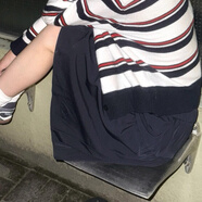 秋季小個(gè)子穿搭一整套條紋針織開(kāi)衫搭配拼接半身短裙學(xué)院風(fēng)兩件套 半身裙 M (建議80-100斤)
