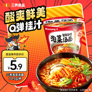 三養（SAMYANG）三養泡菜湯面杯面70.5g 韓式酸辣泡面拉面 加班速食零食