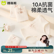 棉奇熊女童內褲純棉a類兒童平角小女孩四角褲不夾屁股女寶寶短褲4條裝 清新萌兔-三角-10A抗菌- 4條 150 -3XL碼【體重65-85斤】