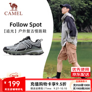駱駝追光慢跑鞋男[小紅書同款]革面復(fù)古運動跑步鞋女 7034，淺灰/黑/沉綠，男 【密網(wǎng)】 41