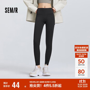 森馬（Semir）休閑褲女高彈收腹緊身打底褲2025春黑色隨心裁九分褲109125127001