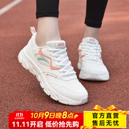 安踏（ANTA）女鞋運動(dòng)鞋跑步鞋軟底旅游跳繩鞋媽媽鞋黑鞋 皮面|白/紅/綠5573-9 37.5